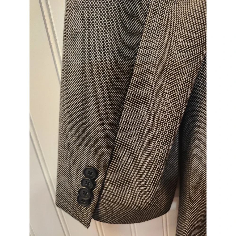Tommy‎ Hilfiger Mens 44L Grey 100% Wool Micro Pattern 2-Button Blazer Jacket